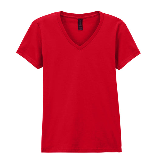 Red - Front - Gildan Womens-Ladies Softstyle V Neck T-Shirt