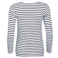 White-Navy - Back - SOLS Womens-Ladies Marine Striped Long-Sleeved T-Shirt