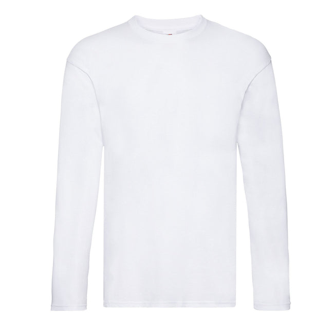 White - Front - Fruit of the Loom Unisex Adult Original Plain Long-Sleeved T-Shirt