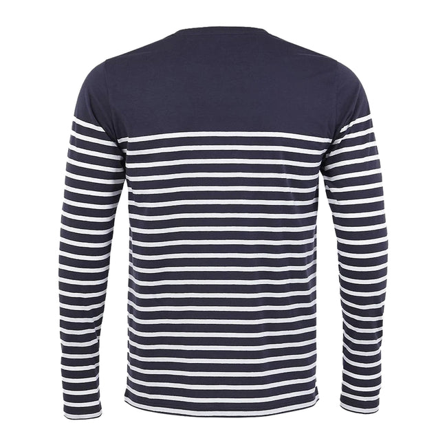 French Navy-White - Back - SOLS Mens Matelot Striped Long-Sleeved T-Shirt