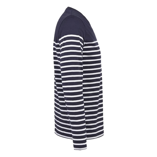 French Navy-White - Side - SOLS Mens Matelot Striped Long-Sleeved T-Shirt