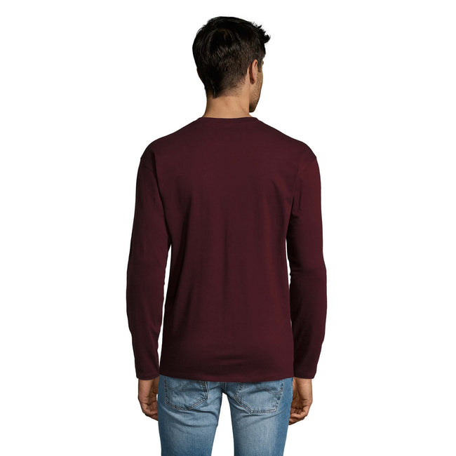 Oxblood - Back - SOLS Mens Monarch Long-Sleeved T-Shirt