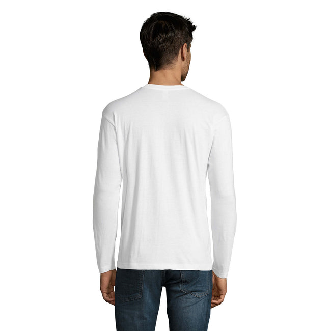 White - Back - SOLS Mens Monarch Long-Sleeved T-Shirt