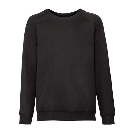Black - Front - Fruit of the Loom Childrens-Kids Classic Raglan Sweatshirt