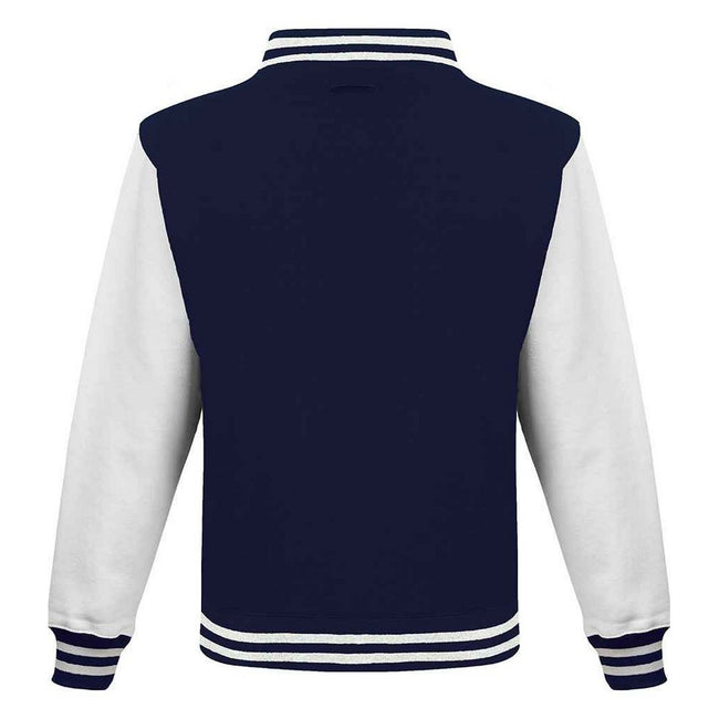 Oxford Navy-White - Back - Awdis Unisex Adult Polycotton Varsity Jacket