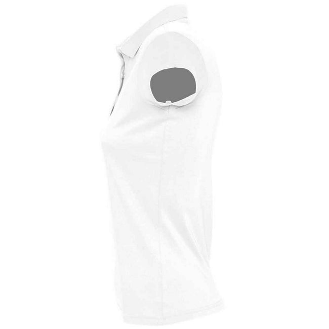 White - Side - SOLS Womens-Ladies Prescott Jersey Polo Shirt