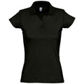 Deep Black - Front - SOLS Womens-Ladies Prescott Jersey Polo Shirt