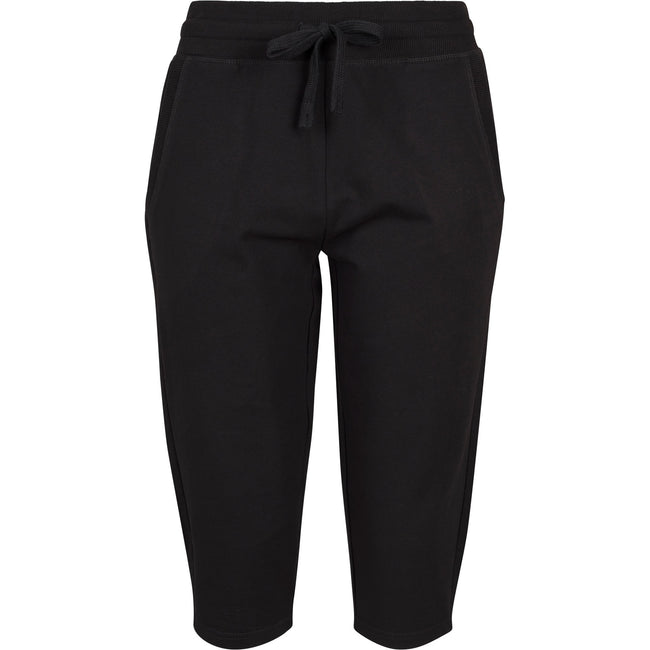Black - Front - Build Your Brand Womens-Ladies Terry 3-4 Length Jogging Bottoms