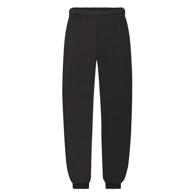 Black - Front - Fruit of the Loom Childrens-Kids Premium Elasticated Cuff Jogging Bottoms