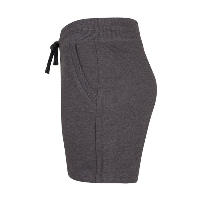 Charcoal - Side - Build Your Brand Womens-Ladies Terry Heather Plain Shorts