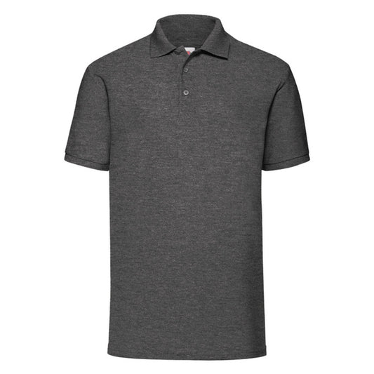 Dark Heather Grey - Front - Fruit of the Loom Mens 65-35 Pique Polo Shirt