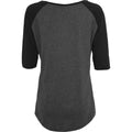 Heather Charcoal-Black - Back - Build Your Brand Womens-Ladies Contrast Polycotton Raglan 3-4 Sleeve T-Shirt