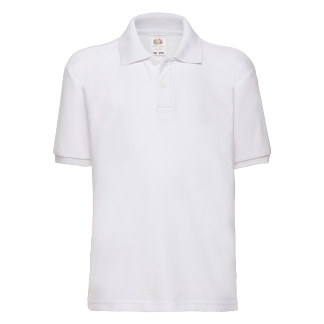 White - Front - Fruit of the Loom Childrens-Kids 65-35 Polo Shirt
