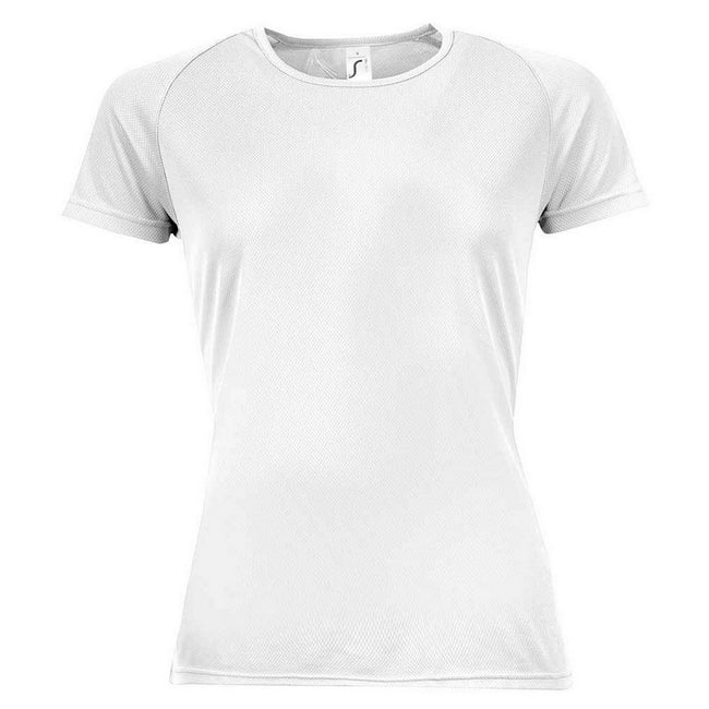 White - Front - SOLS Womens-Ladies Sporty Raglan T-Shirt