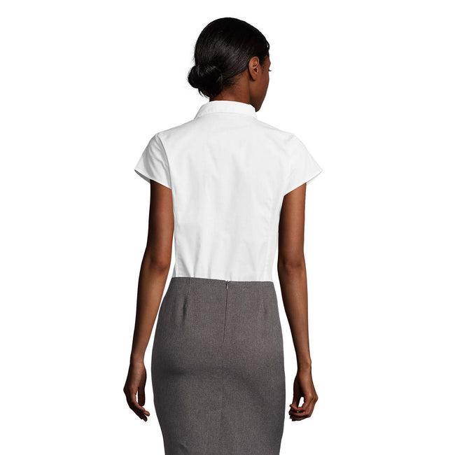 White - Back - SOLS Womens-Ladies Excess Stretch Short-Sleeved Blouse