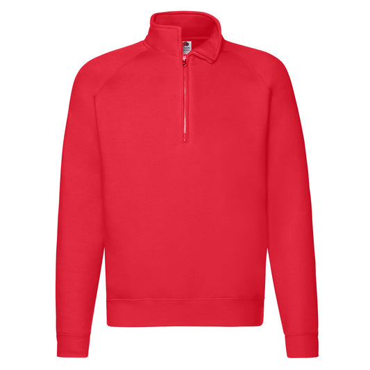 Red - Front - Fruit of the Loom Unisex Adult Premium Quarter Zip Raglan Sweatshirt