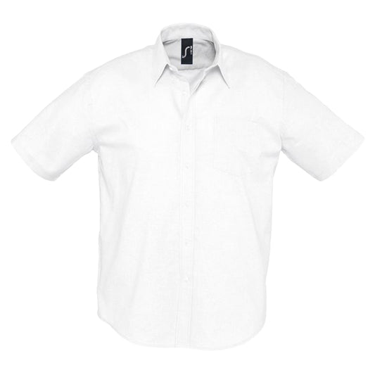 White - Front - SOLS Mens Brisbane Oxford Short-Sleeved Shirt
