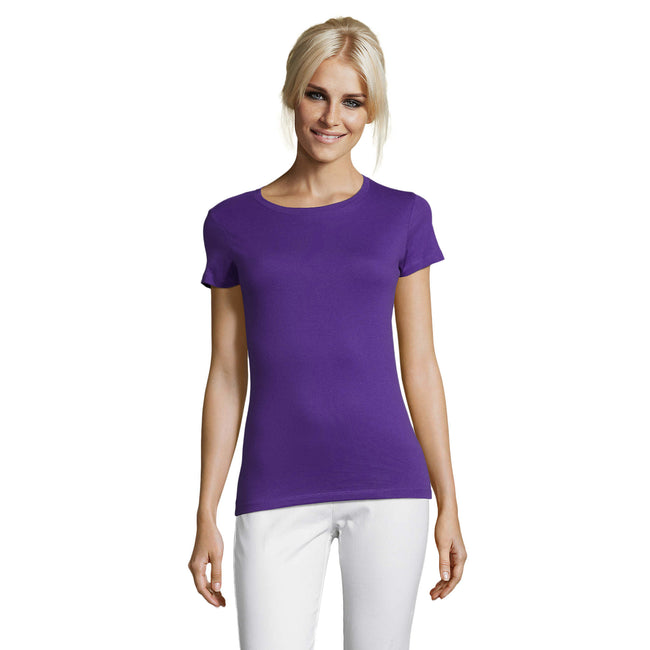 Dark Purple - Front - SOLS Womens-Ladies Regent T-Shirt