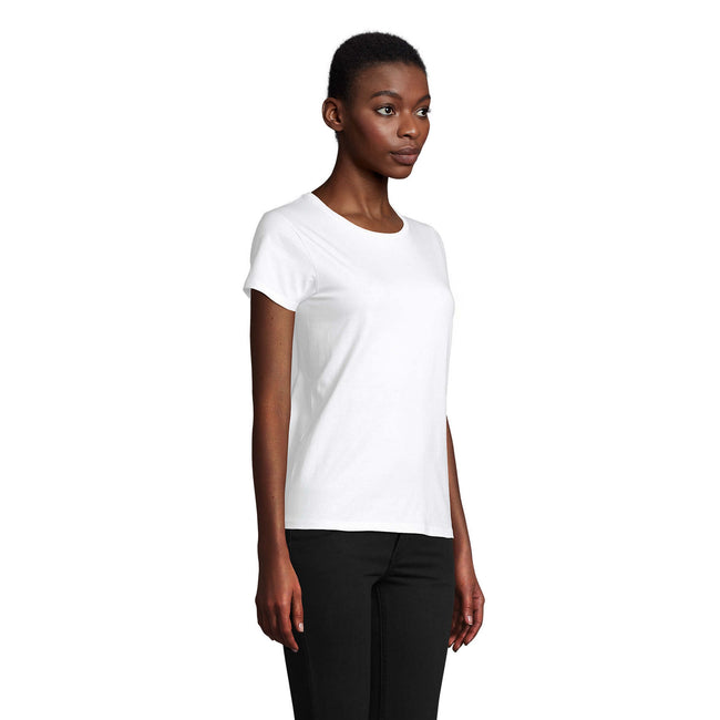White - Side - SOLS Womens-Ladies Pioneer T-Shirt