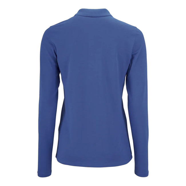 Royal Blue - Back - SOLS Womens-Ladies Perfect Pique Long-Sleeved Polo Shirt