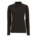 Black - Front - SOLS Womens-Ladies Perfect Pique Long-Sleeved Polo Shirt