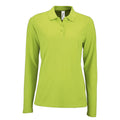 Apple Green - Front - SOLS Womens-Ladies Perfect Pique Long-Sleeved Polo Shirt