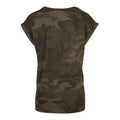 Olive Camo - Back - Build Your Brand Womens-Ladies Camo Extended Shoulder T-Shirt