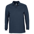 Navy - Front - SOLS Unisex Adult Winter II Long-Sleeved Polo Shirt