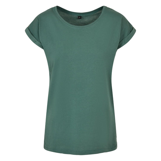 Pale Leaf - Front - Build Your Brand Womens-Ladies Cotton Extended Shoulder T-Shirt