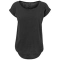 Black - Front - Build Your Brand Womens-Ladies Slub Long T-Shirt