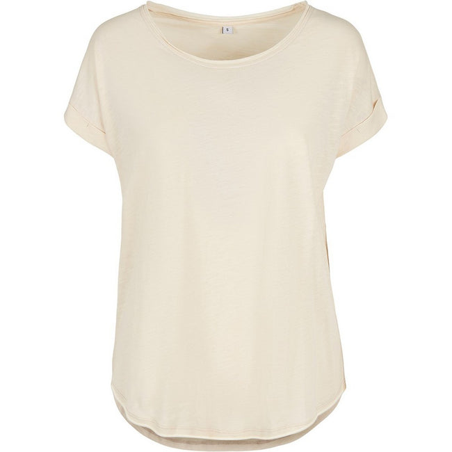White Sand - Front - Build Your Brand Womens-Ladies Slub Long T-Shirt