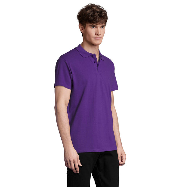 Dark Purple - Side - SOLS Mens Spring II Polo Shirt