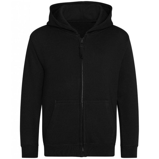 Deep Black - Front - Awdis Childrens-Kids Zipped Hoodie