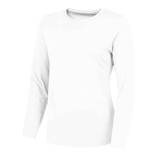 Arctic White - Front - Just Cool Womens-Ladies Plain Long-Sleeved T-Shirt