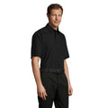 Black - Side - SOLS Mens Bristol Poplin Short-Sleeved Shirt