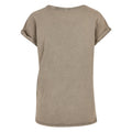 Dark Khaki - Back - Build Your Brand Womens-Ladies Acid Wash Extended Shoulder T-Shirt