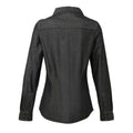 Black Denim - Back - Premier Womens-Ladies Denim Jean Style Stitching Shirt
