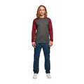 Charcoal-Cherry - Side - Build Your Brand Mens Contrast Raglan Long-Sleeved T-Shirt