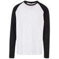 White-Black - Front - Build Your Brand Mens Contrast Raglan Long-Sleeved T-Shirt