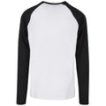 White-Black - Back - Build Your Brand Mens Contrast Raglan Long-Sleeved T-Shirt