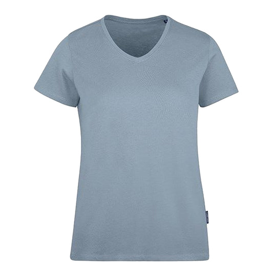Sky Blue - Front - HRM Womens-Ladies Luxury V Neck T-Shirt
