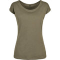 Olive - Front - Build Your Brand Womens-Ladies Wide Neck T-Shirt