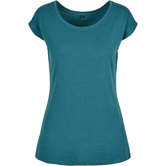 Teal - Front - Build Your Brand Womens-Ladies Wide Neck T-Shirt