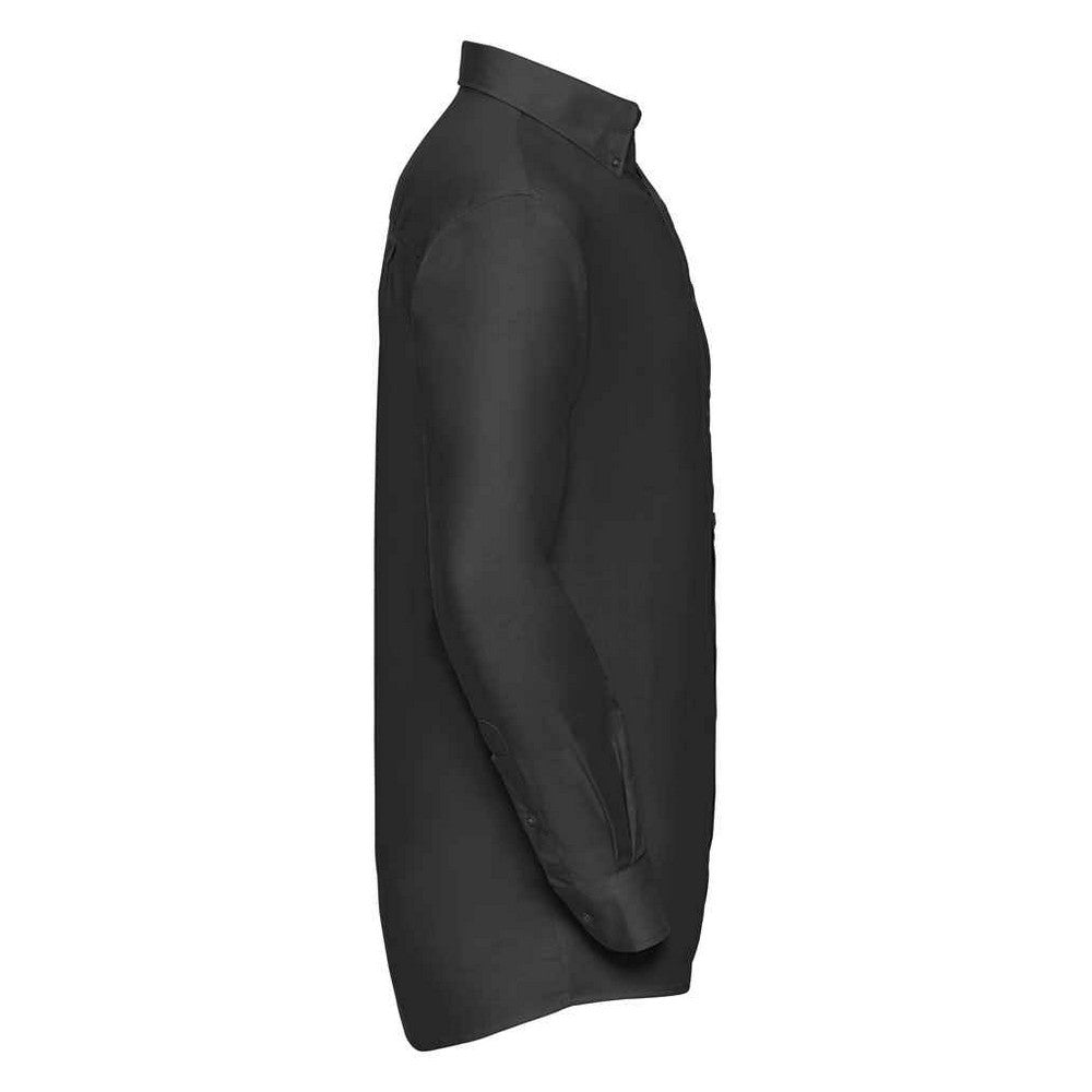 Black - Side - Russell Collection Mens Classic Oxford Long-Sleeved Shirt