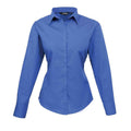 Royal Blue - Front - Premier Womens-Ladies Poplin Long-Sleeved Blouse