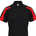 Jet Black-Fire Red - Back - Just Cool Mens Cool Contrast Polo Shirt