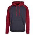 Navy-Burgundy - Front - Build Your Brand Mens Contrast Raglan Hoodie