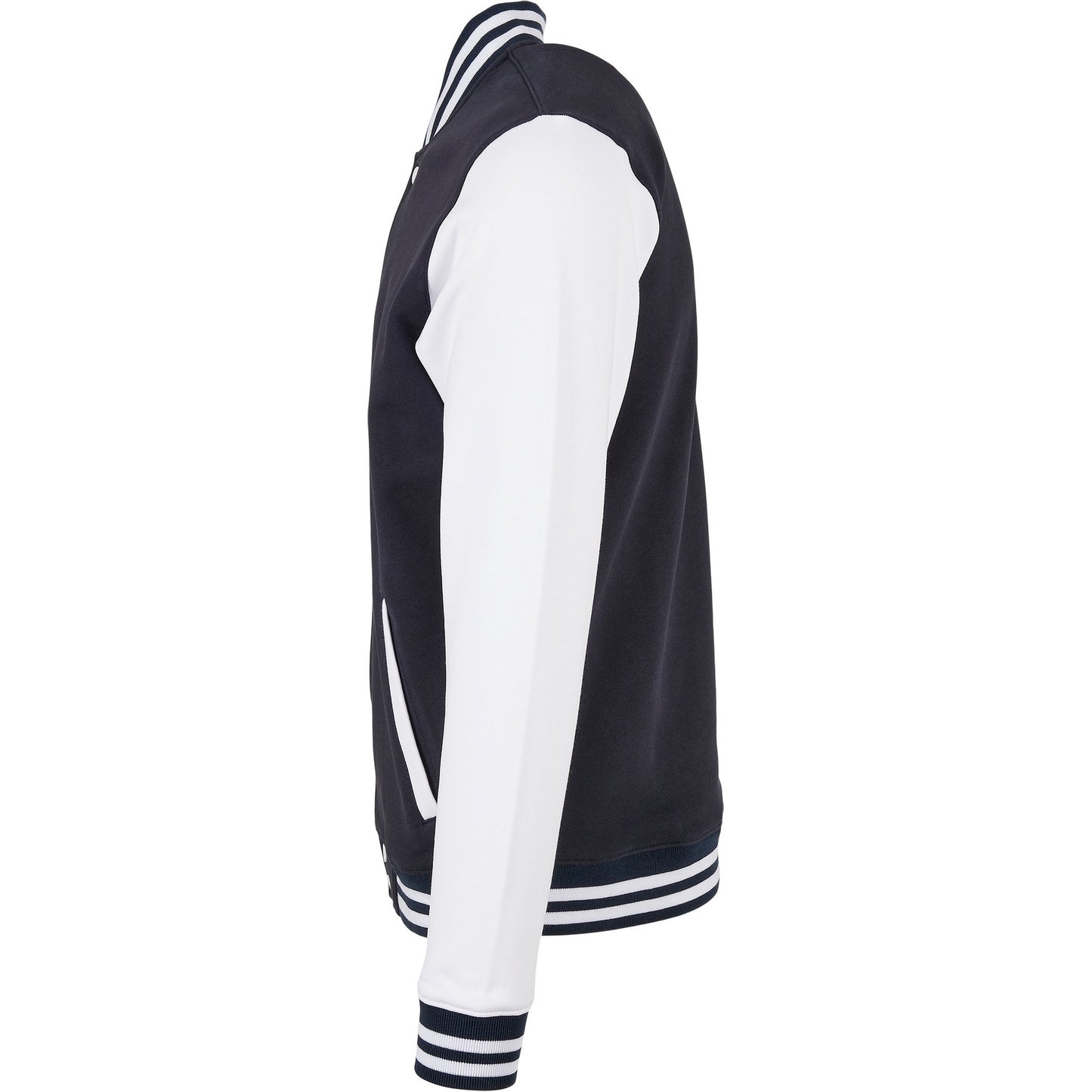 Navy-White - Lifestyle - Build Your Brand Mens Basic Varsity Jacket