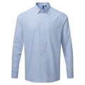 Light Blue-White - Front - Premier Mens Maxton Checked Long-Sleeved Shirt