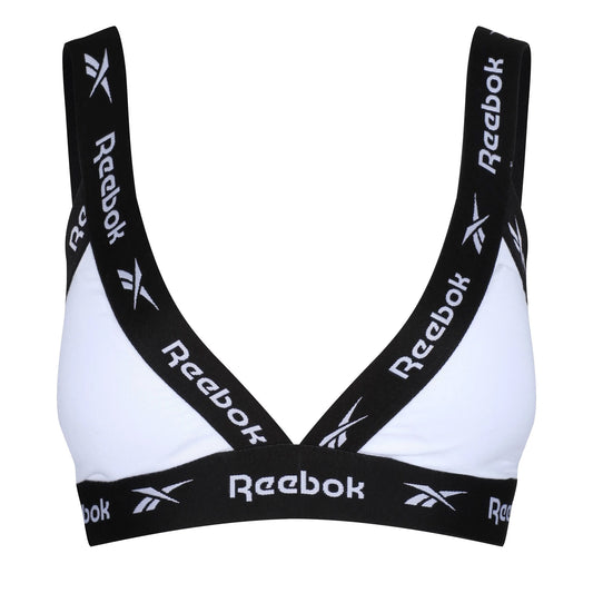 White - Front - Reebok Womens-Ladies Dotty Triangle Sports Bra